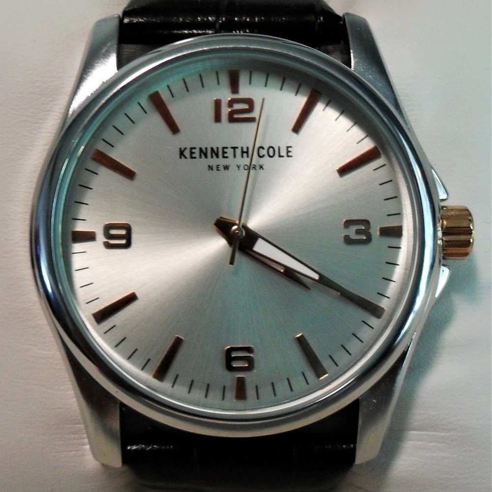 SOLD! Kenneth Cole Stainless/Rose Gold Leather Watch